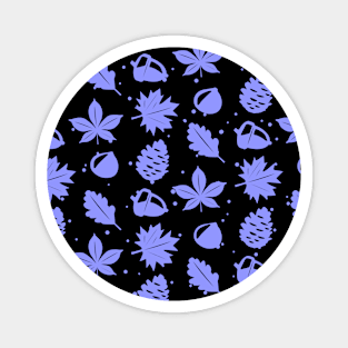 Blue Graphic Nature Pattern on Black Background Magnet